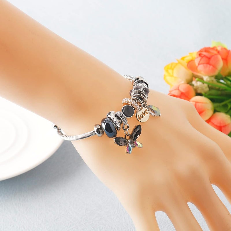 DS Charm Bracelets for girls,exquisite cute cartoon friendship bracelets Silver Stainless Steel Bangle with birthday Gift box, Adjustable girls jewelry Suitable for holiday gifts - Image 5